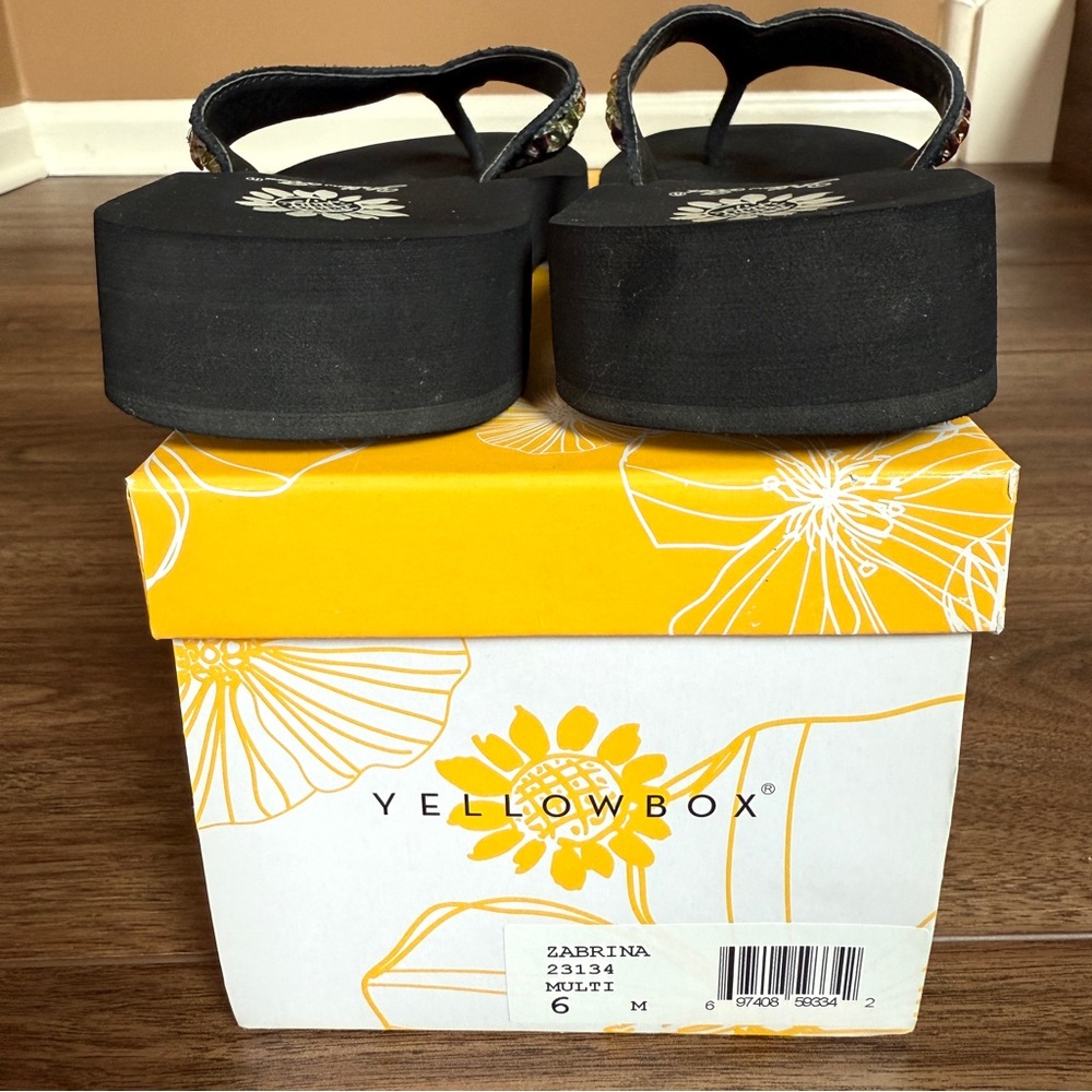 Yellow Box Zabrina Multi-Color Rhinestone Flip Flop Sandals - Picture 10 of 11